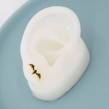 Black Cz Crystal Bat Stud Earrings In Sterling Silver, 6 of 11