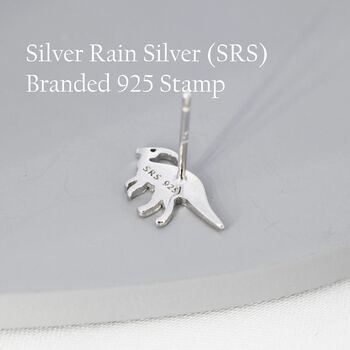 Sterling Silver Mismatched Parasaurolophus And Triceratops Dinosaur Stud Earrings, 2 of 11