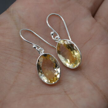 Oval Citrine Earrings: Dangle Drop, Sterling Silver, 6 of 6