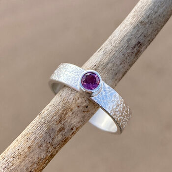 Pink Or Green Tourmaline October Birthstone Ring In Textured Sterling Silver, 12 of 12
