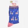 Women's Bamboo Socks Blue Party Llamas, thumbnail 5 of 5