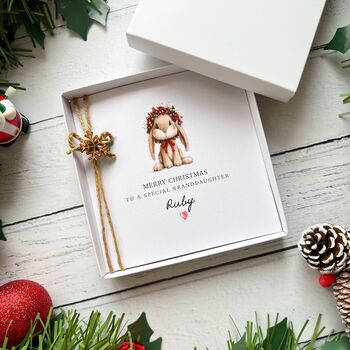 Handmade Bunny Christmas Card, For Granddaughter, Daughter, Or Niece, 5 of 6