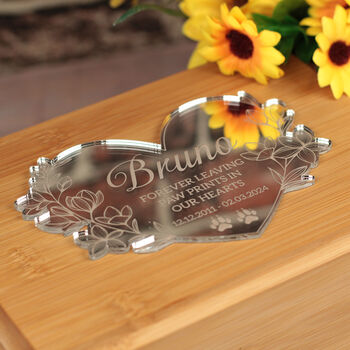 Floral Mirror Heart Wooden Bamboo Pet Ashes Casket, 2 of 9
