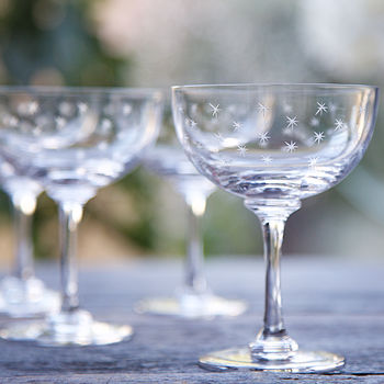 Set Of Six Cut Glass Champagne Coupe Saucers, 2 of 4