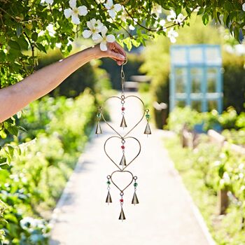 Recycled Iron Heart And Bells Wind Chime, 2 of 5
