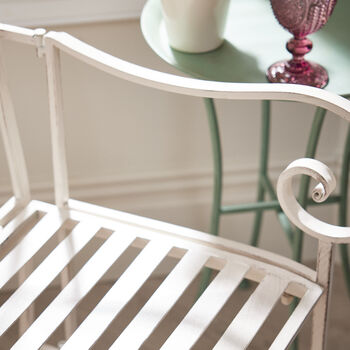 Cream Iron Arched Back Garden Bench, 4 of 5