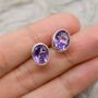 Purple Amethyst Sterling Silver Studs, thumbnail 5 of 12