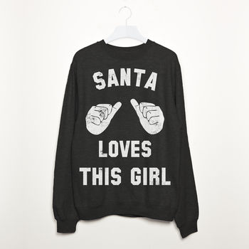 Santa Loves This Girl Women's Christmas Sweatshirt, 2 of 2
