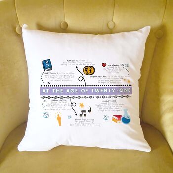 Personalised 21st Birthday Cushion Gift, 7 of 9