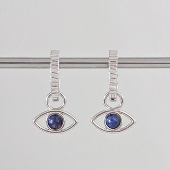 The Evil Eye Lapis Lazuli Hoop Earrings, Sterling Silver, 4 of 7