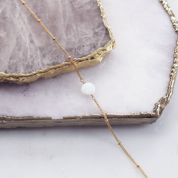 Lena. White Opal Gold Plated Sterling Silver Necklace, 3 of 5