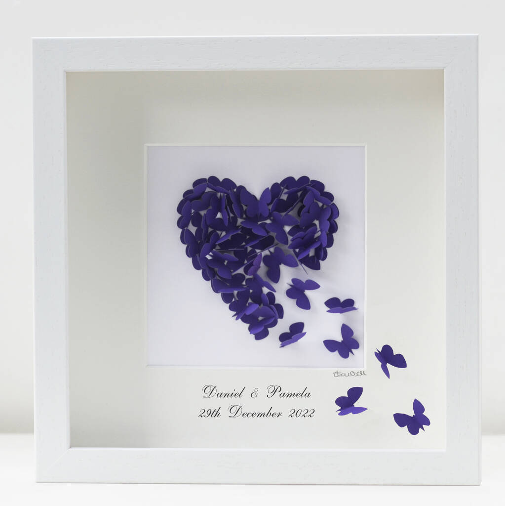 Valentine's Handmade 3D Framed Purple Butterfly Heart, 1 of 9