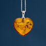 Sterling Silver Baltic Amber Heart Necklace, thumbnail 1 of 9