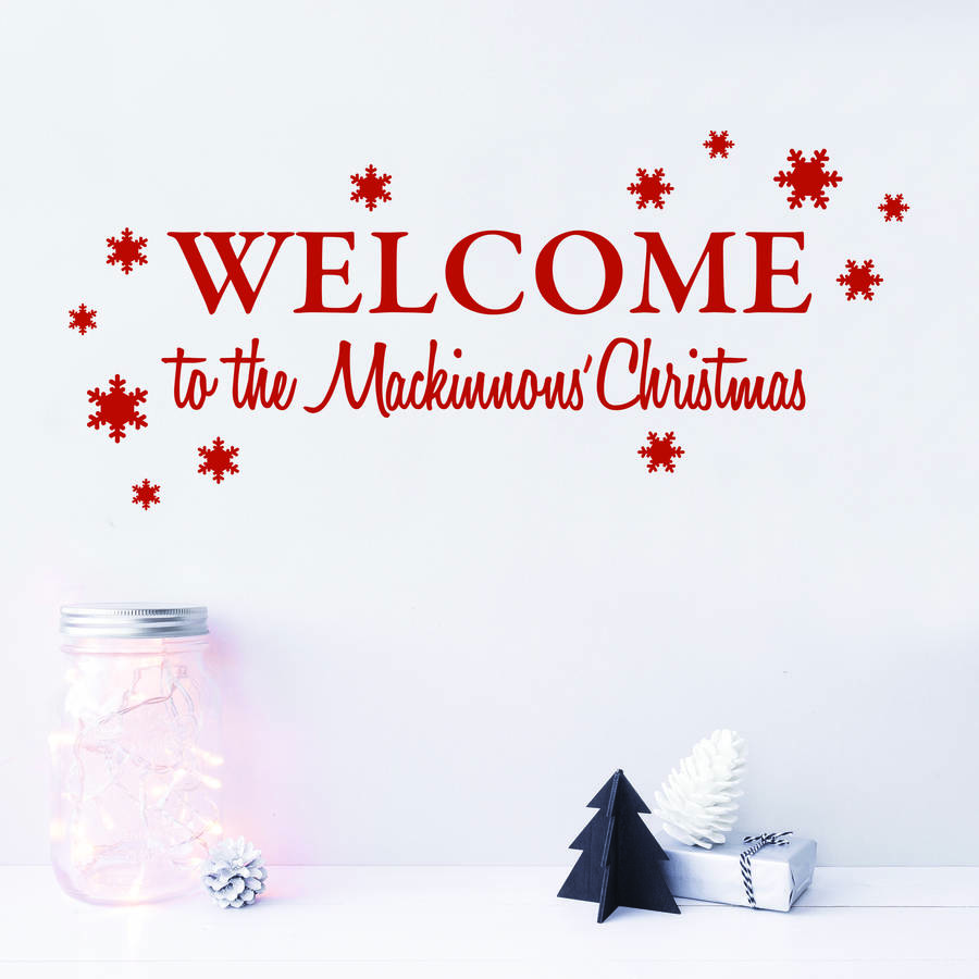 Personalised Welcome To Our Christmas Wall Sticker, 1 of 3