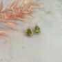 Peridot 18k Rose Gold Plated Pear Drop Stud Earrings, thumbnail 1 of 5