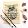 Owl Screen Print On Vintage Sheet Music, thumbnail 2 of 6