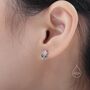 Opal Pink Cz Flower Stud Earrings In Sterling Silver, thumbnail 6 of 10