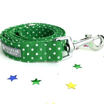 Green Polka Dot Dog Collar And Lead Set, 4 of 7