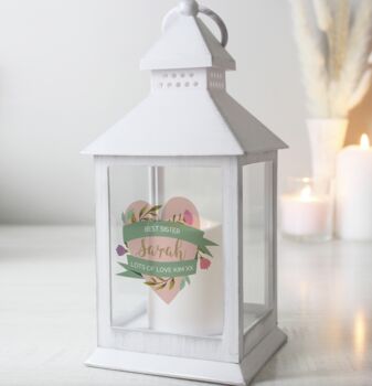 Personalised Floral Heart White Lantern, 5 of 5