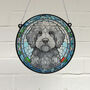 Labradoodle Grey Stained Glass Effect Suncatcher, thumbnail 1 of 5