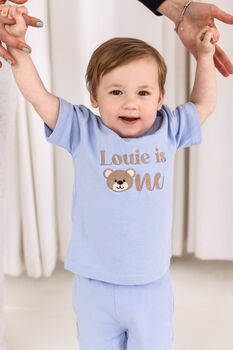 Bear Embroidered Personalised First Birthday T Shirt, 3 of 9