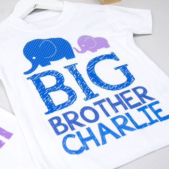 Personalised Elephant Big Brother Little Sister Set, 2 of 3