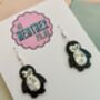 Small Penguin Christmas Glitter Resin Earrings / Festive Jewellery Sparkly Winter Drops / Christmas Gift Small Sparkly Penguin Accessories, thumbnail 3 of 4