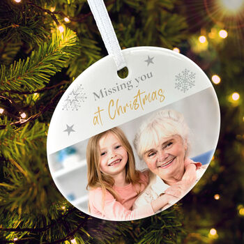 Memorial Photo Ceramic Disc Hanging Decoration Bauble + Gift Box, 5 of 6