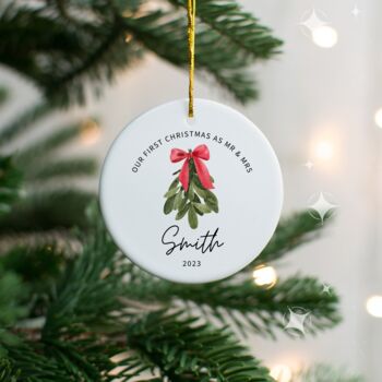 First Married Christmas Mistletoe Decoration, 3 of 10
