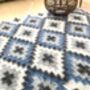 Cosy Blanket Blue Diamond Sheep Wool Blanket Rug Handmade / Black Friday Sale, thumbnail 2 of 8