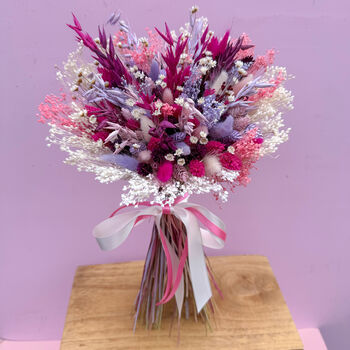 Colourful Pink And Purple Dried Flower Bouquet, 5 of 6