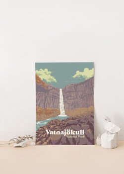 Vatnajokull National Park Iceland Travel Poster Print, 2 of 8