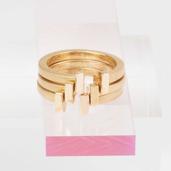 Rose Gold Plated Silver Bar Ring, 2 of 5