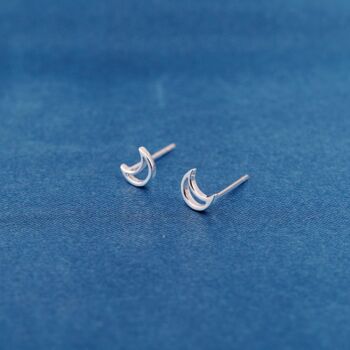925 Sterling Silver Crescent Moon Stud Earrings, 6 of 7