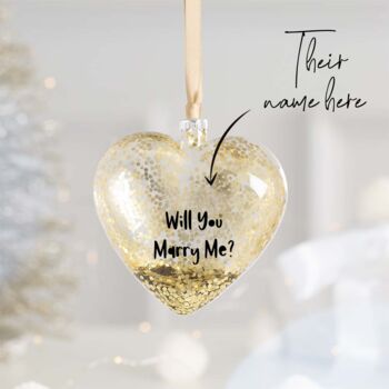 Personalised Marry Me Heart Christmas Bauble, 2 of 3