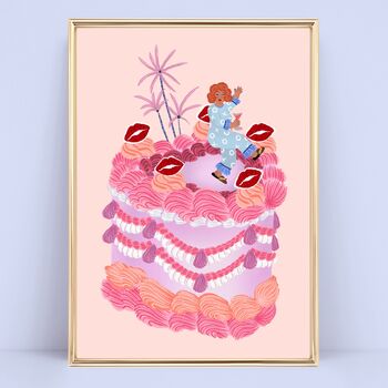 Personalised Lips Birthday Cake Illustration Art Print, 7 of 9