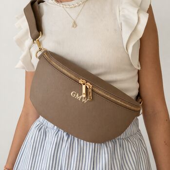 Personalised Embossed Saffiano Leather Saddle Cross Body Bag, 4 of 5