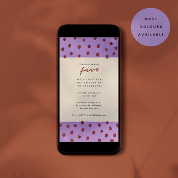 Digital Download Birthday Party Invite With Polka Dot Border, 5 of 6