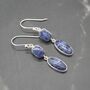 Blue Sapphire Earrings: Silver, Dangle Drop, September Birthstone, thumbnail 1 of 6