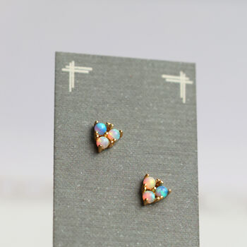 Turquoise Trio Opal Stud Earrings, 2 of 7