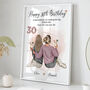 Personalised Birthday Print For Her – Custom Illustration With Age, Names And Quote, Digital Or Printed Gift, thumbnail 1 of 7