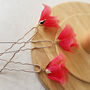 Red Flower Hair Pins, thumbnail 2 of 6