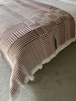 Hestia Modern, Striped Cotton Blanket Pink Terracotta, 10 of 12