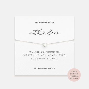 Silver Heart Bracelet With Personalised Message On Gift Card Of Your Choice, 3 of 8