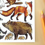 Large Mammals Of Britain Postcard, thumbnail 2 of 7
