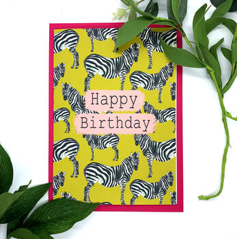 Green Zebra Happy Birthday Card, 3 of 6