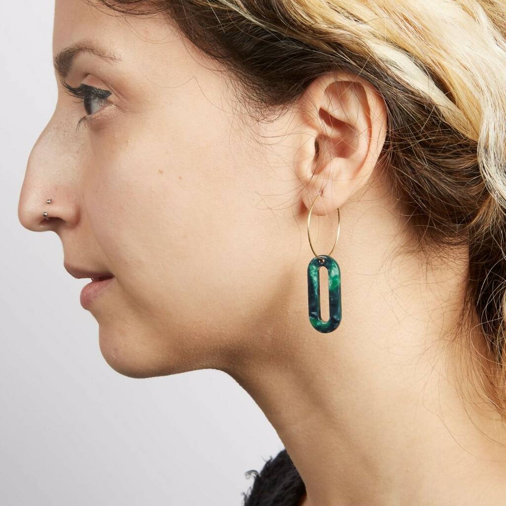 Green Hoop Earrings, 1 of 3