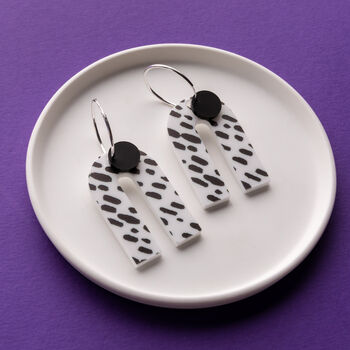 Sterling Silver Dalmatian Print Arch Statement Earrings, 3 of 5