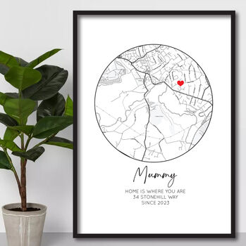 Home Is Where Mum Is Personalised Map Print, Personalised Mothers Day Print, Personalised Mothers Day Gift, Custom Home Print For Mum, 2 of 4