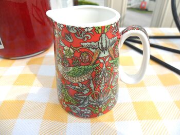 Cream Jug In Red Strawberry Thief Design, 2 of 8